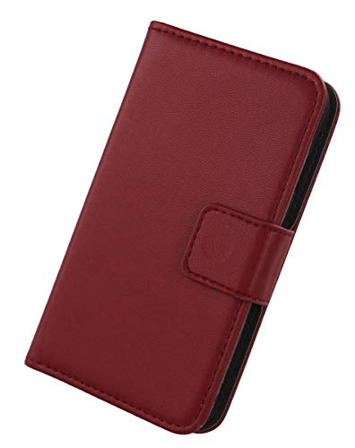 Lankashi Flip Premium Echt Leder Tasche Hülle Für Doro Liberto 820 Mini Lederhülle Handyhülle Schutzhülle Klapphülle Handytasche Handy Schale Etui Brieftasche Wallet Cover Case (Dark Rot) von Lankashi