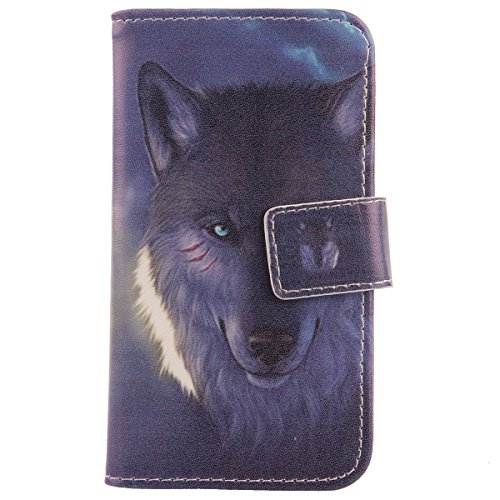 Lankashi PU Flip Leder Tasche Hülle Case Cover Schutz Handy Etui Skin Für Gigaset GS270 / GS270 Plus 5.2" (Wolf Design) von Lankashi