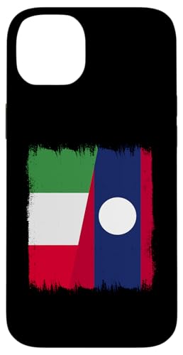 Hülle für iPhone 14 Plus Italien Laos halbe Flagge italienische laotische Wurzeln von Lao Peoples Democratic Republic Laos Flag Design