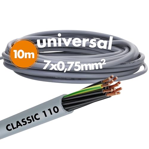 10 Meter Lapp 1119107 Ölflex Classic 110 PVC-Steuerleitung 7x0,75 mm² mit grün-gelben Schutzleiter 7G0,75mm² I Mantelleitung 7 adrig I Kabel 7 adrig von Lapp