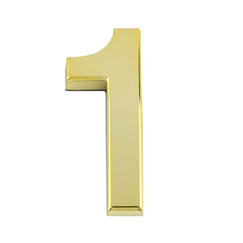 Larcele 2.75 Zoll / 70 mm Moderne Türnummer Selbstklebend Hausnummer Gold Mailbox Nummern Aufkleber Zeichen, 3 Stücke MPH-02 (No.1) MEHRWEG von Larcele