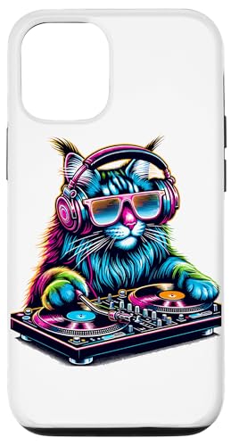 Hülle für iPhone 12/12 Pro Retro DJ Disco Kopfhörer Maine Coon American Longhair von Laroli Aesthetic Art