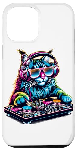 Hülle für iPhone 13 Pro Max Retro DJ Disco Kopfhörer Maine Coon American Longhair von Laroli Aesthetic Art