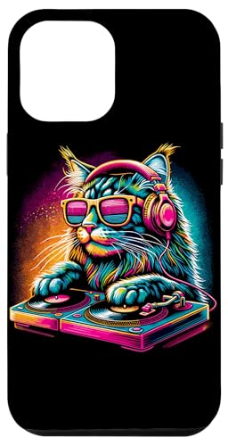 Hülle für iPhone 15 Plus Retro DJ Disco Kopfhörer Maine Coon American Longhair von Laroli Aesthetic Art