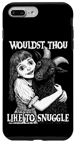 Hülle für iPhone 7 Plus/8 Plus Wouldst Thou Like To Snuggle Creepy Cute Girl And Black Goat von Last Gasp Graphics