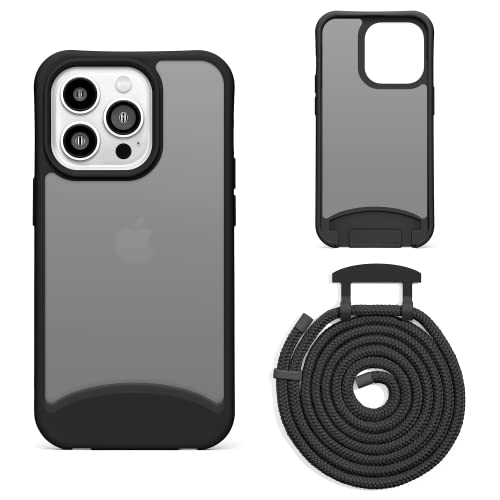 Lawonda Kompatibel mit iPhone 12 Pro Max Hülle, Handykette mit abnehmbarem Band Hülle Seil Necklace Verstellbarer Halskette Handyhülle mit Kordel Tasche Schutzhülle Schwarz von Lawonda