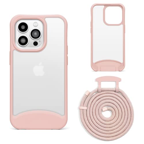 Lawonda Kompatibel mit iPhone 15 Hülle, Handykette mit abnehmbarem Band Hülle Seil Necklace Verstellbarer Halskette Handyhülle mit Kordel Tasche Schutzhülle Rosa von Lawonda