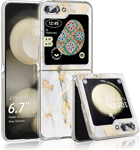 Layeri für Samsung Galaxy Z Flip 5 Hülle Silikon Marmor Muster Original TPU Transparent Handyhülle Samsung Z Flip 5 Hüllen Case Glitzer Dünn Anti-Gelb Schutzhülle Samsung Z Flip 5 Handy Hülle von Layeri