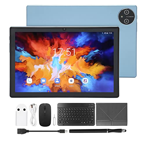 10,1-Zoll-Tablet, Octa Core 12 GB RAM 256 GB ROM 4G LTE 5G WiFi-Tablet mit RGB-Tastaturmaus, Hohe Leistung,11, für Business-Studenten, EU-Stecker (Blue) von Lazmin112