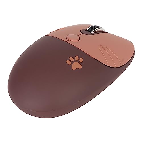 Kabellose Maus, 2,4 G, Leise, Niedliche Katzen-Design-Maus mit USB-Empfänger, Tragbare Maus mit 3 DPI-Stufen für Windows OS X Linux PC Laptop Android (Kaffeefarbe) von Lazmin112