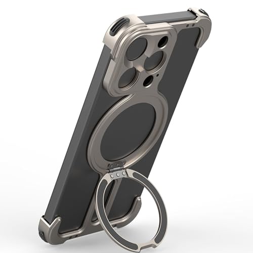 Rahmenlose Hülle für IOS Phone 15pro, Stoßfeste Rahmenlose Metallhülle mit Ringständer, Schützende Bumper-Hülle für IOS Phone 15pro von Lazmin112
