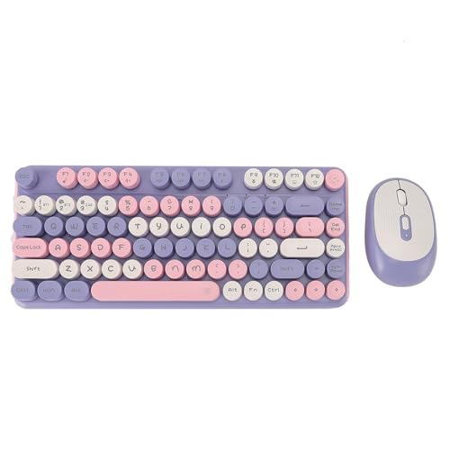 Schnurlose Tastatur-Maus-Kombination, 2,4 G Leise Kabellose Tastatur-Maus-Kombination mit 3 DPI Einstellbar, PC-Tastatur-Maus-Kombination für Desktop-Laptops (Violette von Lazmin112