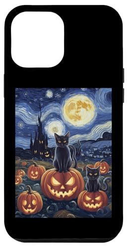 Hülle für iPhone 15 Pro Max Van Gogh Schwarze Katzen Sternennacht Katzenliebhaber Halloween Party von Lazy Halloween Costume Boys Girls Men Women Tees