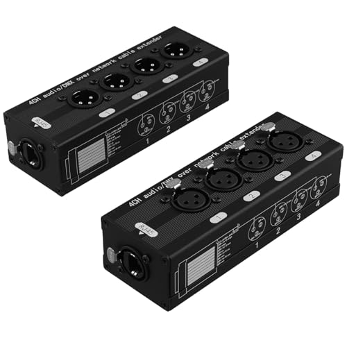 Lbvzxkad 1 Paar 4-Kanal-XLR/-Audio-RJ45-Ethernet-Extender, XLR-Extender-Transceiver für Live-Bühne, Audio-Aufnahmestudio von Lbvzxkad