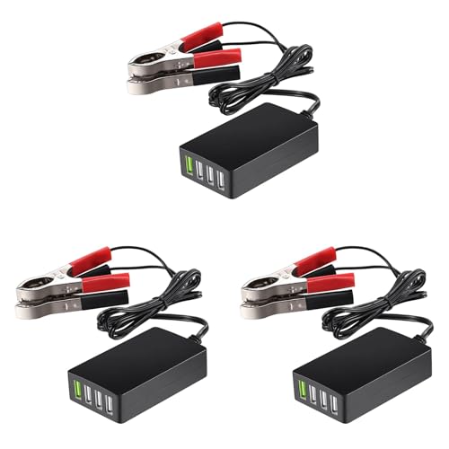 Lbvzxkad 3X Tragbarer Gleichstrom mit Batterieclip, 12 V/24 V Bis 5 V, 4-Port-USB-LadegeräT, Multiport-Adapter, Andere Smartphones und Tablets von Lbvzxkad