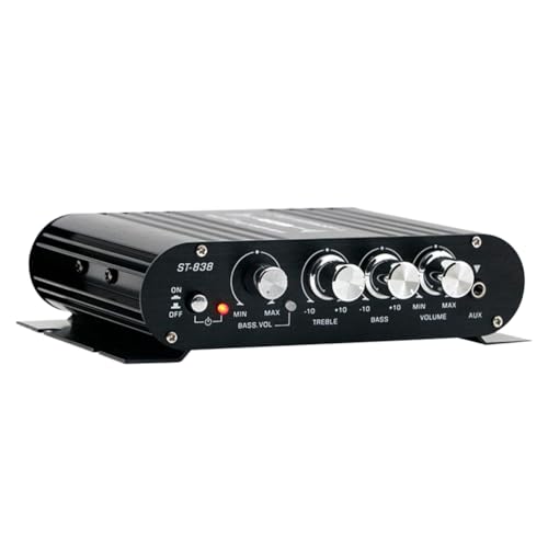 Lckiioy ST-838 HiFi-Verstärker 2.1-Kanal-Auto-MP3-Mini-Verstärker AUX-Eingang Höhen- und Tiefenbasseinstellung Super Bass 20Wx2+40W Verstärker Einfache Installation von Lckiioy