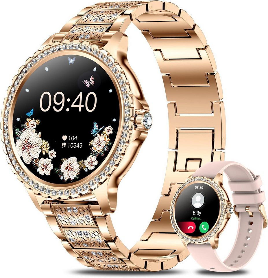 Le Affani Luxus Smartwatch fur Damen Schrittzähler mit Echtzeit Blutdruckmessung Smartwatch (1,32 Zoll, Android iOS), IP67, Wasserdicht, mit EKG Funktion, Bluetooth Anrufe, 100+ Sportmodi von Le Affani