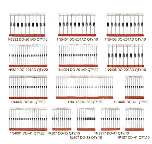 LeHang 200PC 14 Wert Gleichrichter Schottky Ultra Fast Dioden 1N4001 1N4004 1N4007 RL207 1N5404 1N5406 1N5408 UF4007 FR107 FR207 1N5817 1N5819 1N5822 1N4148 Kit Sortiment von LeHang