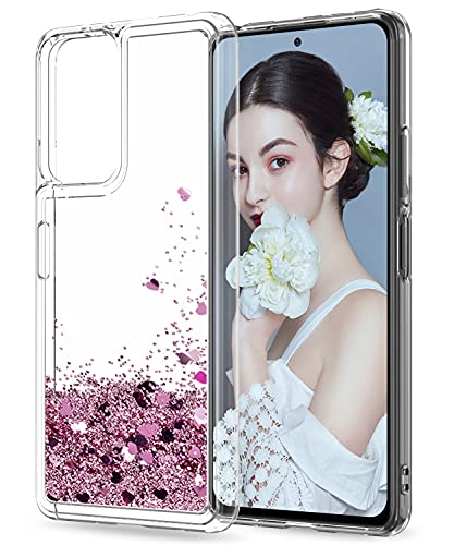 LeYi Glitzer Hülle Kompatibel mit Xiaomi Redmi Note 10 Pro/Note 10 Pro Max Bling Handyhülle,Schimmernd Transparent Cover Case Smartphone TPU Bumper Silikon Clear Schutzhülle Etui Handy Hüllen Rosegold von LeYi