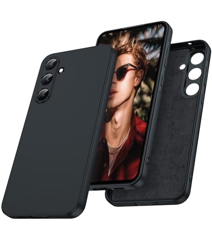 LeYi HandyHülle für Samsung Galaxy A55 5G Hülle, Ultra Dünn Slim Weiches Silikon TPU Kameraschutz Stoßfest Schutzhülle Kratzfest Mikrofaserfutter Case Cover für A 55 Schwarz von LeYi