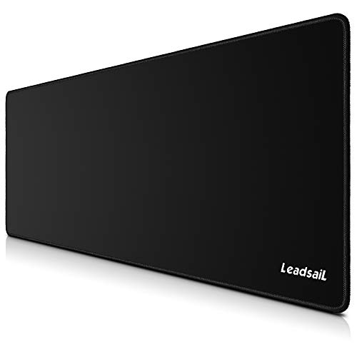 LeadsaiL Gaming Mauspad Groß (800 x 300 x 4mm) XXL Maus & Tastatur Mousepad, Antiwasser, Premium-texturiertes, rutschfeste Gummierte Unterseite Matte für Computer PC Professionelle Gamer - Schwarz von LeadsaiL