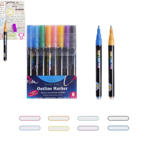 LearnLyrics Doppelzeilige Marker, Marker mit doppelter Linie, Glitzer – automatische Marker, Doppelzeilen-Stift für Bastelarbeiten, Grußkarten von LearnLyrics