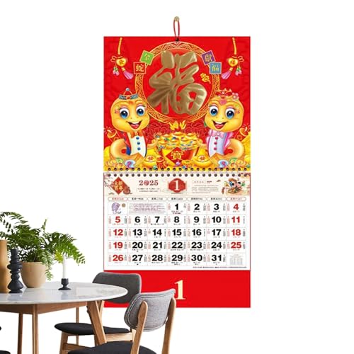 LearnLyrics Mondneujahrskalender 2025, chinesischer Kalender | Mondneujahrs-Wandkalender 2025,Chinesischer Tageskalender, Frühlingsfestzubehör, Monatskalenderplaner für den Alltag von LearnLyrics