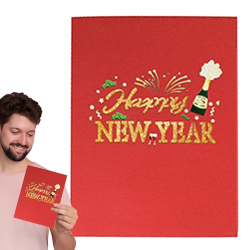 LearnLyrics Popup-Grußkarten – Popup-Weihnachtskarten, Individuelle Neujahrsgrußkarten | Greeting Supplies Neujahrskarte, Wunschgrußkarten Zum Thema Feiertage, 3D-Popup-Karten Für Das Neue Jahr von LearnLyrics