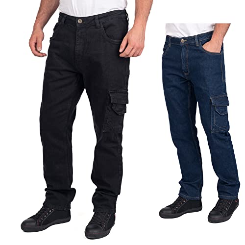 Lee Cooper LCPNT239 Herren Arbeitskleidung Sicherheit Stretch Denim Zimmermann Jeans Arbeitshosen, Schwarz, 34W / 31L von Lee Cooper