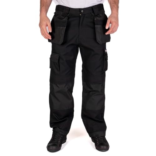 Lee Cooper Herren Premium Multi & Holster Pocket Kneepad Arbeitssicherheitshose Cargohose, Schwarz, 34" Taille Großes Bein von Lee Cooper