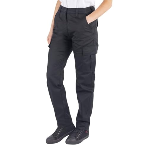 Lee Cooper LCLPNT241 Pflegeleichte Multi-Pocket-Hose für Damen Classic Cargo Safety at Work, Schwarz, 44W / 30L von Lee Cooper