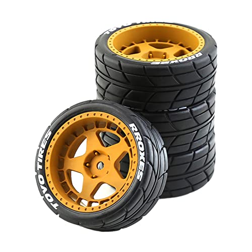 Leeadwaey RC Auto-Gummi-Drift-Reifen, 12 mm, passend für HPI 1/10 RC Drift Car Acccs, Orange, 4 Stück von Leeadwaey