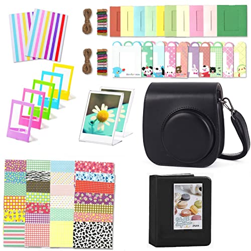 Leebotree Sofortbildkameras Kamera Zubehör Kompatibel mit Instax Mini 12 Sofortbildkamera beinhaltet Tasche/Album/Rahmenaufkleber/Eckaufkleber (Schwarz) von Leebotree