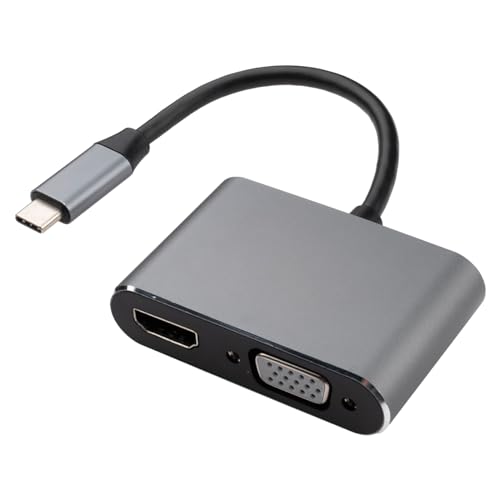 Leehitech USB C auf HDTV VGA Adapter mit 4K HDTV, 1080P VGA, PD 100 W, 5 Gbit/s USB 3.0 Adapter, Typ-C auf 4 in 1 Multifunktions Hub für Chromebook M3、MacBook Air 2018/2019/2020、Galaxy S21/21+ von Leehitech