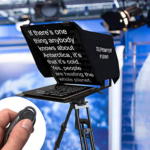 Leeventi Teleprompter 4.0, Kompatibel mit iPad, Tablet, Smartphone und DSLR Kamera, Steuerung per Fernbedienung oder App Kompatibel mit Android und IOS, Ideal für Videoaufnahmen, Aluminiumstruktur von Leeventi