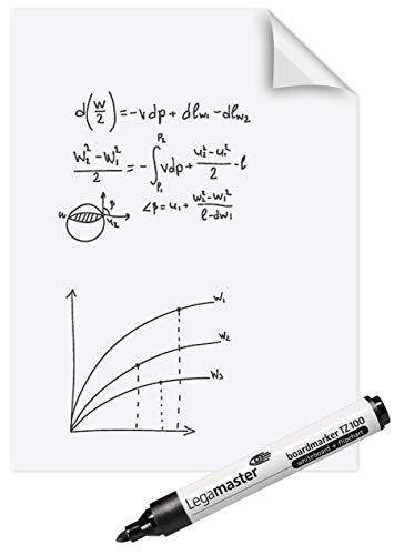 Legamaster Magic-Chart Whiteboard Folie - statisch selbsthaftend - weiß - 80x60cm - abwischbar und wiederbeschreibbar - inkl. 1 Boardmarker - 25 Folienblätter auf einer Rolle von Legamaster