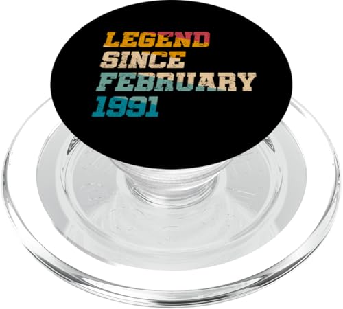 34 Jahre alte Legende seit Februar 1991 Lustiger 34. Geburtstag PopSockets PopGrip für MagSafe von Legend Since Retro Vintage Birthday Gifts By Mj