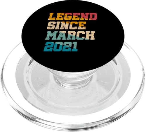 4 Jahre alte Legende seit März 2021 Lustiger 4. Geburtstag PopSockets PopGrip für MagSafe von Legend Since Retro Vintage Birthday Gifts By Mj