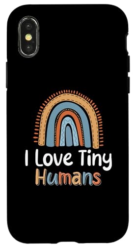 Hülle für iPhone X/XS I Love Tiny Humans Teacher School von Lehrer Design Idee Schule Back To School