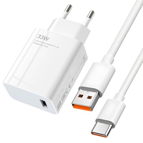 33W USB C Ladegerät Netzteil mit 6A Ladekabel 1M, Schnellladegerät USB Power Handy Ladegeräte für Xiaomi Mi14 T Mi14 14 Pro Mi13T Mi13 Mi12 Mi11 Redmi Note 14 13 12 11 10 Poco X6 X5 X4 Pad 6 5 von Leikedun