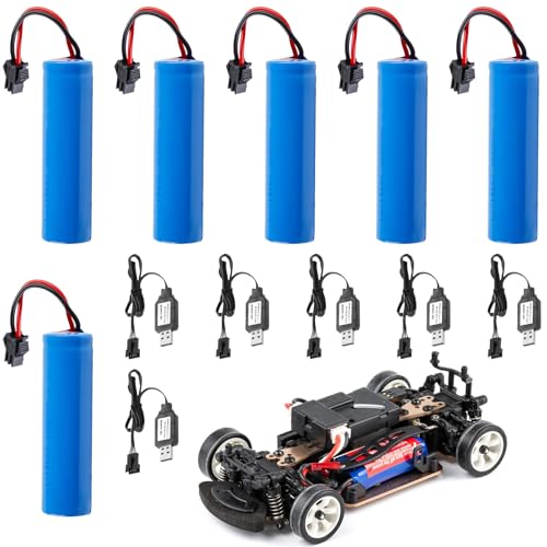 6X 3 7 Volt 2000mAh RC Akku 3.7V Lithium Lonen RC Batterie Wiederaufladbare Li-ion Power Ersatz Akku mit USB Ladekabel, Akku SM-2P Plug RC Recgargeble Battery für Panzer Autos RC Fahrzeuge Roboter von Leikurvo