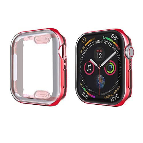 Case Hülle mit Displayschutz Kompatibel mit Apple Watch Series 7 45mm, TPU Rundum Schutzhülle Ultradünne Weiche Schutz Case für iWatch Series 7 45mm - Rot von Leishouer