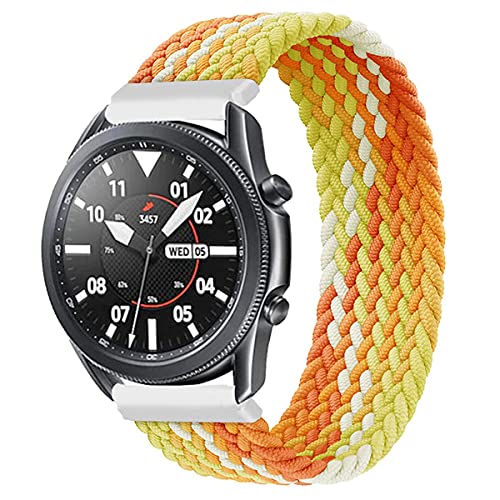 Geflochtener Solo Loop Strap Kompatibel mit Samsung Galaxy watch 3 45mm/Galaxy watch 46mm/Gear S3 Armband Dehnbare Verflochtenen Nylon Sport Ersatzband 22mm Elastic Watch Band(Duftende Orange,S) von Leishouer