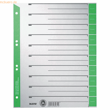 100 x Leitz Trennblatt A4 230g/qm Karton grün von Leitz