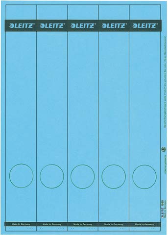 LEITZ® Rückenschild, auf A4-Bogen, selbstklebend, Papier, schmal/lang, 39 x 285 mm, blau (125 Stück), Sie erhalten 1 Packung á 125 Stück von Leitz