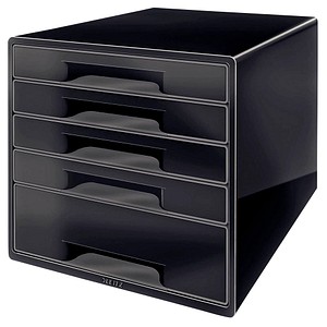 LEITZ Schubladenbox CUBE Duo Colour  schwarz/grau 52531095, DIN A4 mit 5 Schubladen von Leitz