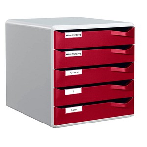 LEITZ Schubladenbox Post-Set  bordeaux 52800028, DIN A4 mit 5 Schubladen von Leitz