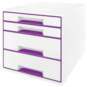 LEITZ Schubladenbox WOW CUBE  perlweiß/violett 5213-20-62, DIN A4 mit 4 Schubladen von Leitz
