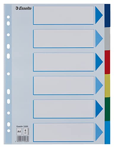 Leitz Esselte Register für A4, Deckblatt und 6 Trennblätter mit Taben, Mehrfarbig, Robuster Kunststoff, 15260 von Leitz