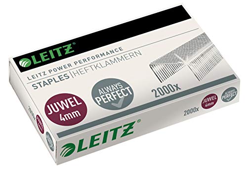 Leitz Juwel Heftklammern 4 mm, Box mit 2000 Stück, Verzinkt, 56400000 von Leitz